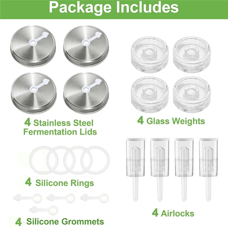 ABKP-Fermentation Kit For Wide Mouth Mason Fermentation Jar,Pickling/Sauerkraut Kit For Mouth Mason Ja(Jars Not Included)