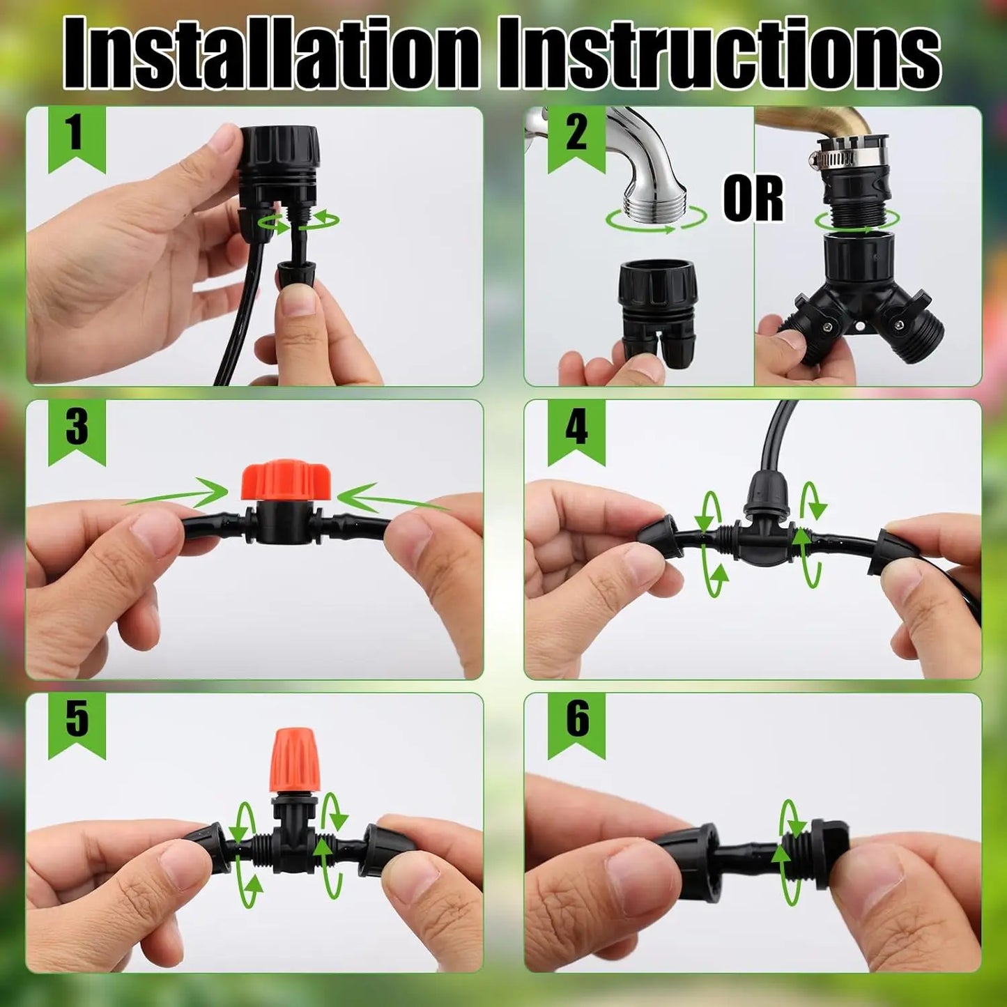 100FT/30.5M Drip Irrigation Kit Locked-Connect Automatic Micro Watering System with Tubing Hose and Misting Nozzle for Garden