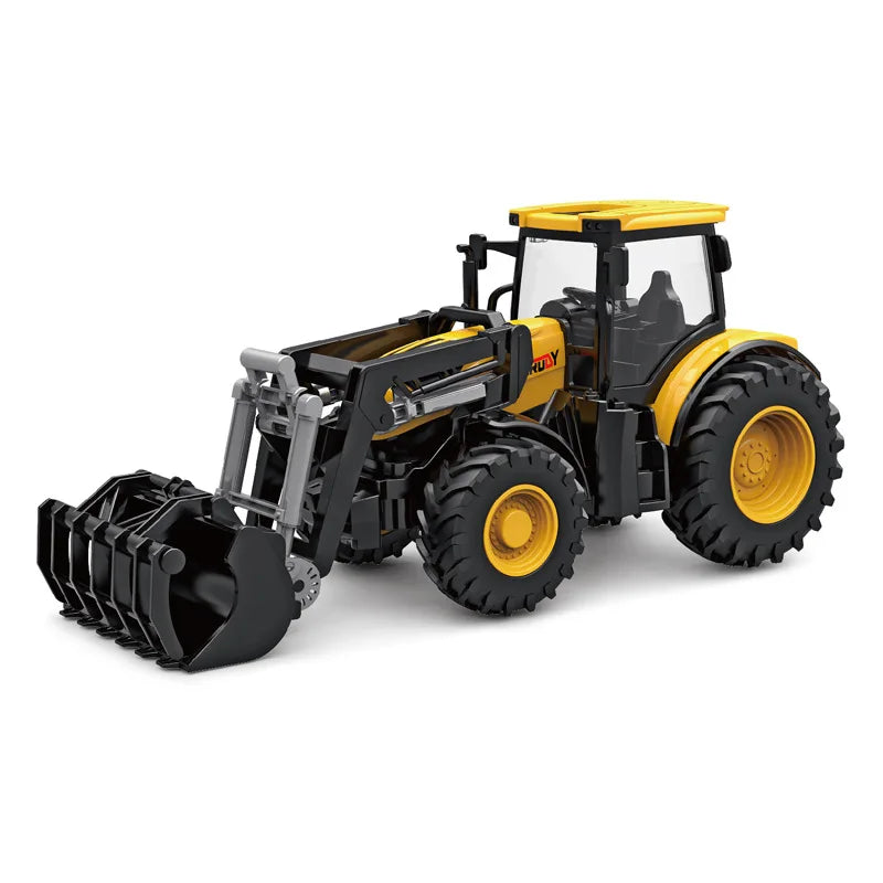 Farm Trucks Model Set 1/24 Dicast Tractor Toys for Children Sliding Agriculture Transporter Toys Engineering Farming Scene Gift