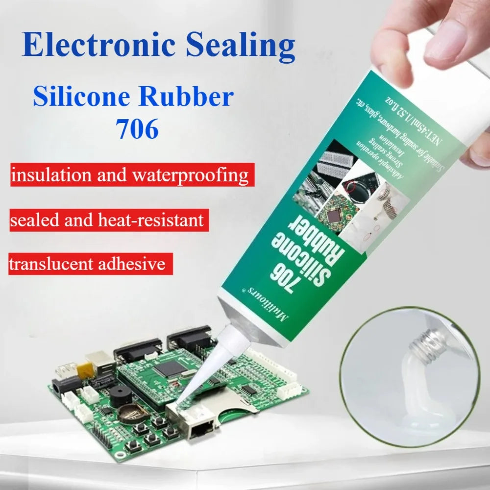 Electronic Waterproof Sealant 706 Silicone Rubber Paste Semi Transparent Insulation Anti Leakage Adhesive Fixing Glue