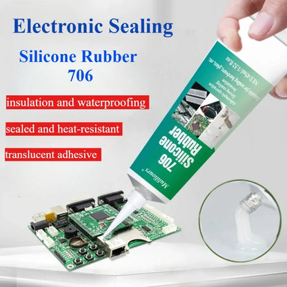 Electronic Waterproof Sealant 706 Silicone Rubber Paste Semi Transparent Insulation Anti Leakage Adhesive Fixing Glue