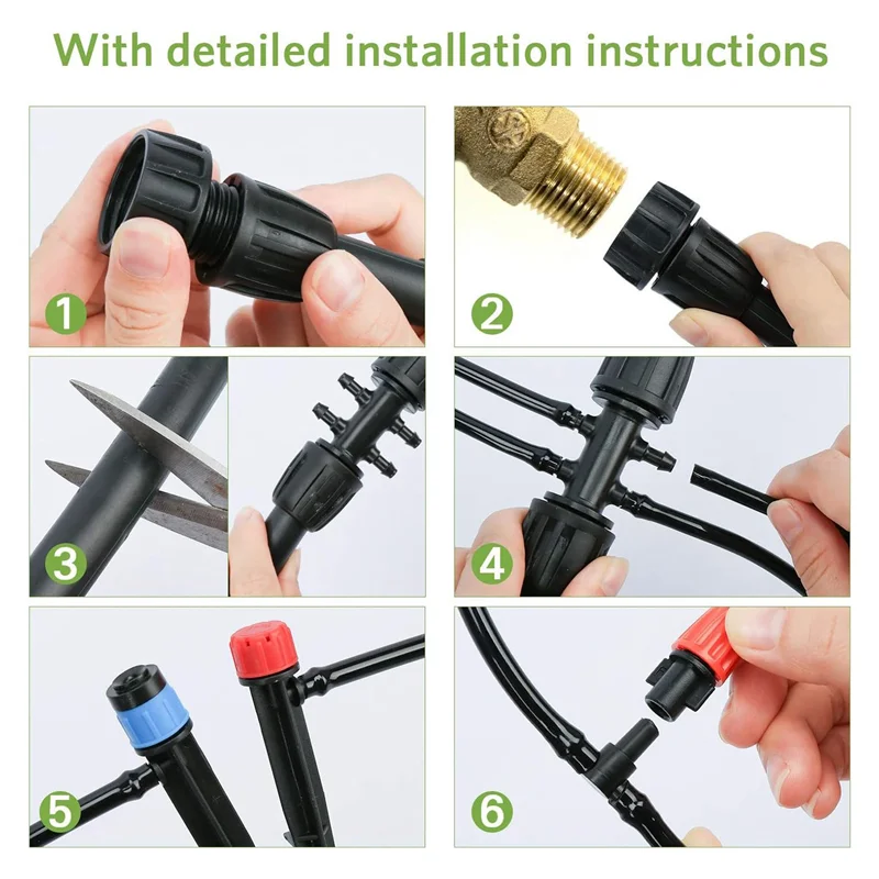 AFOURT-Drip Irrigation Kit Garden Improved Push-To-Connect Adjustable Drip Irrigation System For Raised Beds, Greenhouse