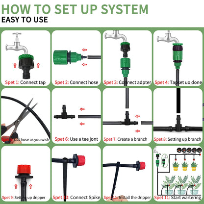 5-20M Drip Irrigation System Plant Watering Set Watering Kits Adjustable Drippers For Irrigation Micro Garden Watering System