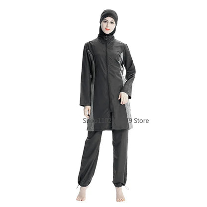 Burkini femme musulmane - ensemble 3 pièces ( haut, pantalon, hijab) nouveau style d'été 2025.
