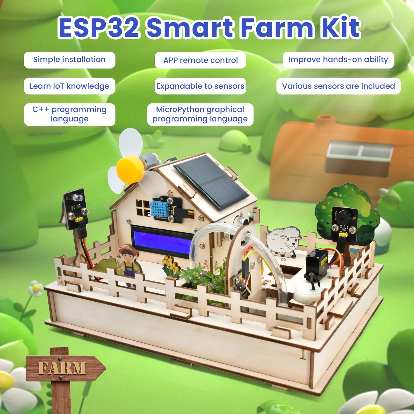Keyestudio ESP32 Smart Farm Kit IOT Kit With ESP32 Board For Arduino Scratch 3.0 Graphical Programming DIY Smart Starter Kit