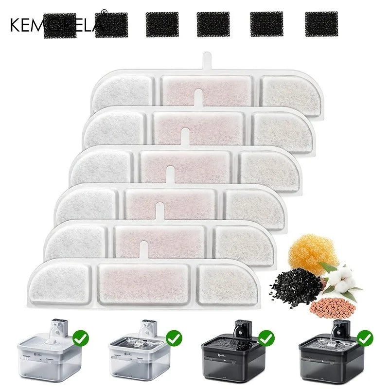 6/12PCS Cat Water Fountain Filters Replacement - with Activated Carbon Fit for Most Waterer Clean Drinking Water for Cats Dog