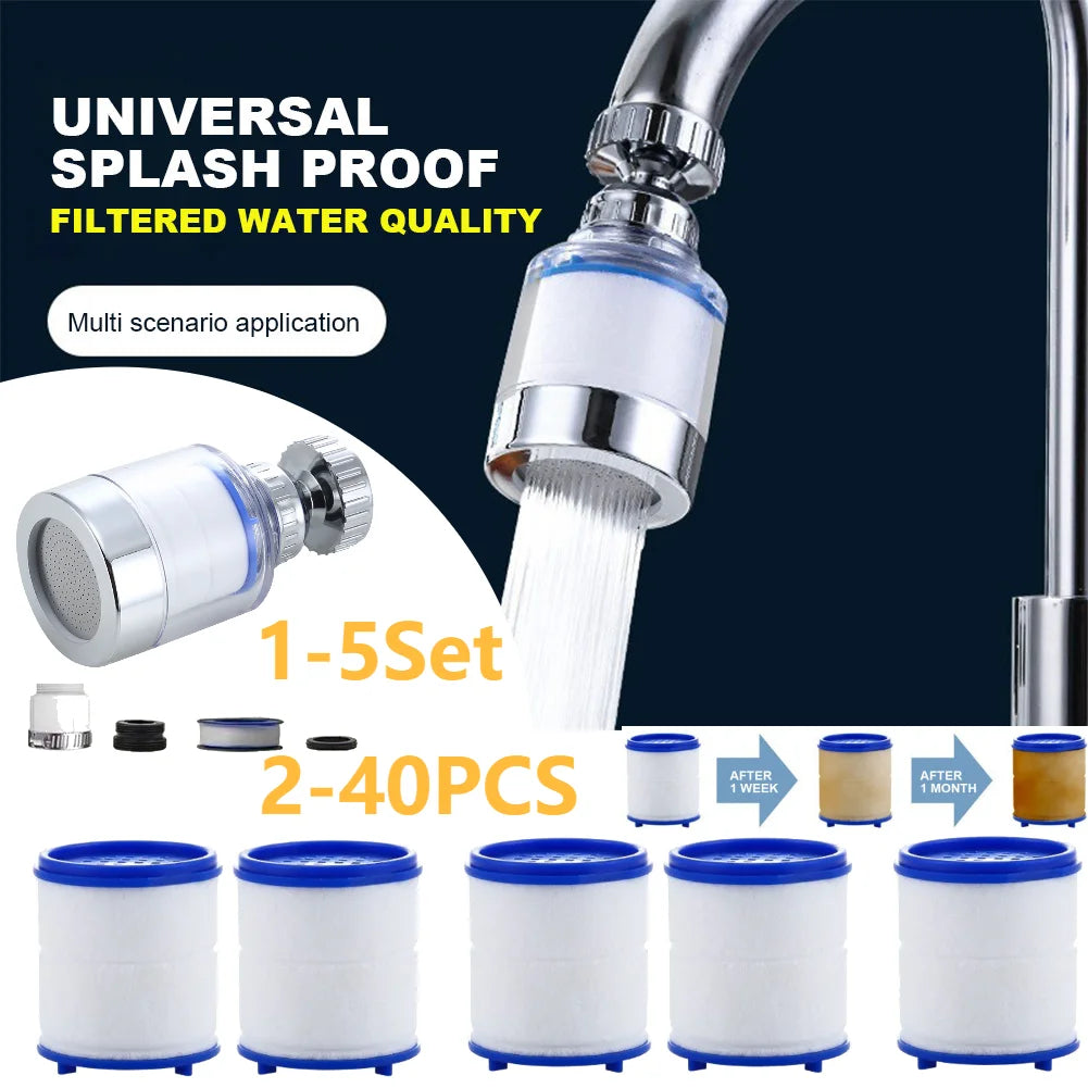 2-40PCS Faucet Water Clean Filter Purifier 360 Degree Rotating Splash Filters Faucet Adapter Water Saving for Household Kitchen