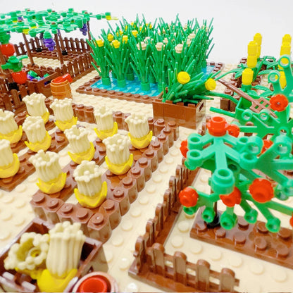 MOC Farm Bricks Vegetable Garden Pumpkin Grape Farm Crop Plant Orchard Builing Blocks Micro Landscape Rose Flower Kids Gifts Toy