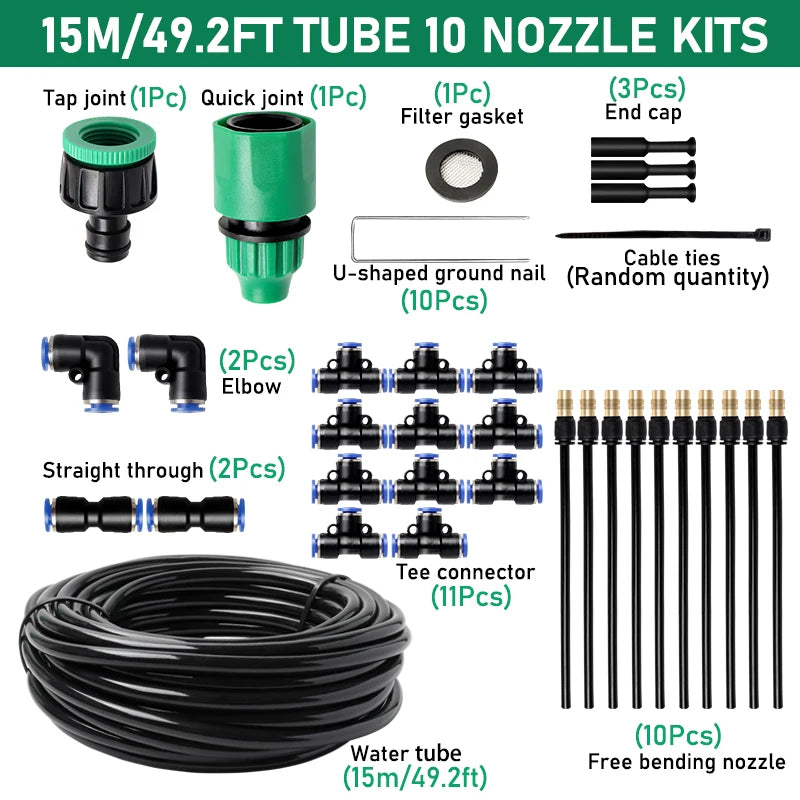 10-30M Universal Automatic Irrigation Sprinkler Kit Rotating Copper Nozzle Garden Balcony Atomization Sprinkler Watering Kits