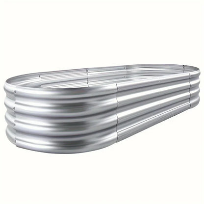 [Galvanized Raised Garden Bed] 1-Pack Land Guard Galvanized Raised Garden Bed Kit - Oval Large Metal Planter Garden Boxes for