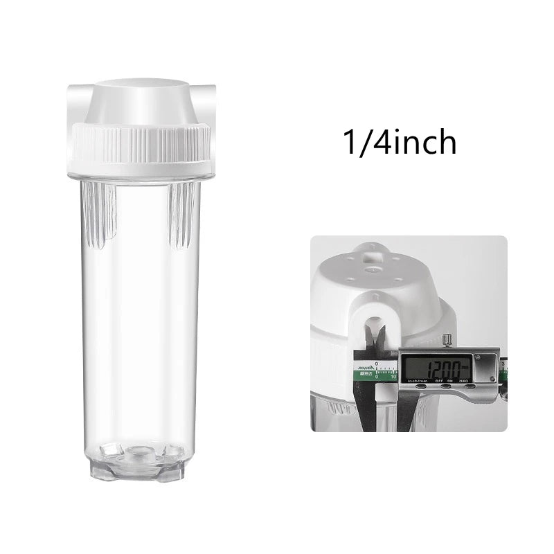 1pc 10inch Transparent Filter Bottle 1/4"1/2"3/4" Threaded Filter Shell Tap Water Prefilter Household Water Filter Accessory
