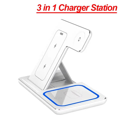 3 in 1 30W Foldable Wireless Charging Station for iPhone 16 15 14 13 12 Pro Max iWatch Ultra Airpods Pro Fast Charger Stand Dock