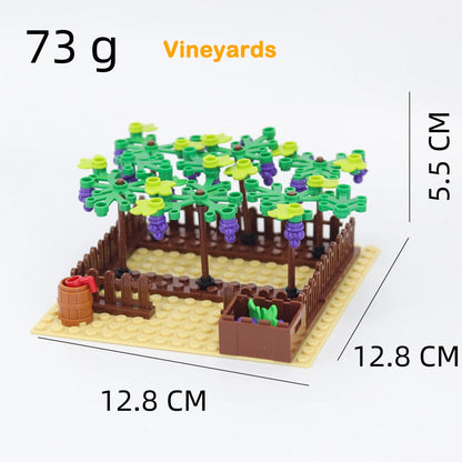 MOC Farm Bricks Vegetable Garden Pumpkin Grape Farm Crop Plant Orchard Builing Blocks Micro Landscape Rose Flower Kids Gifts Toy