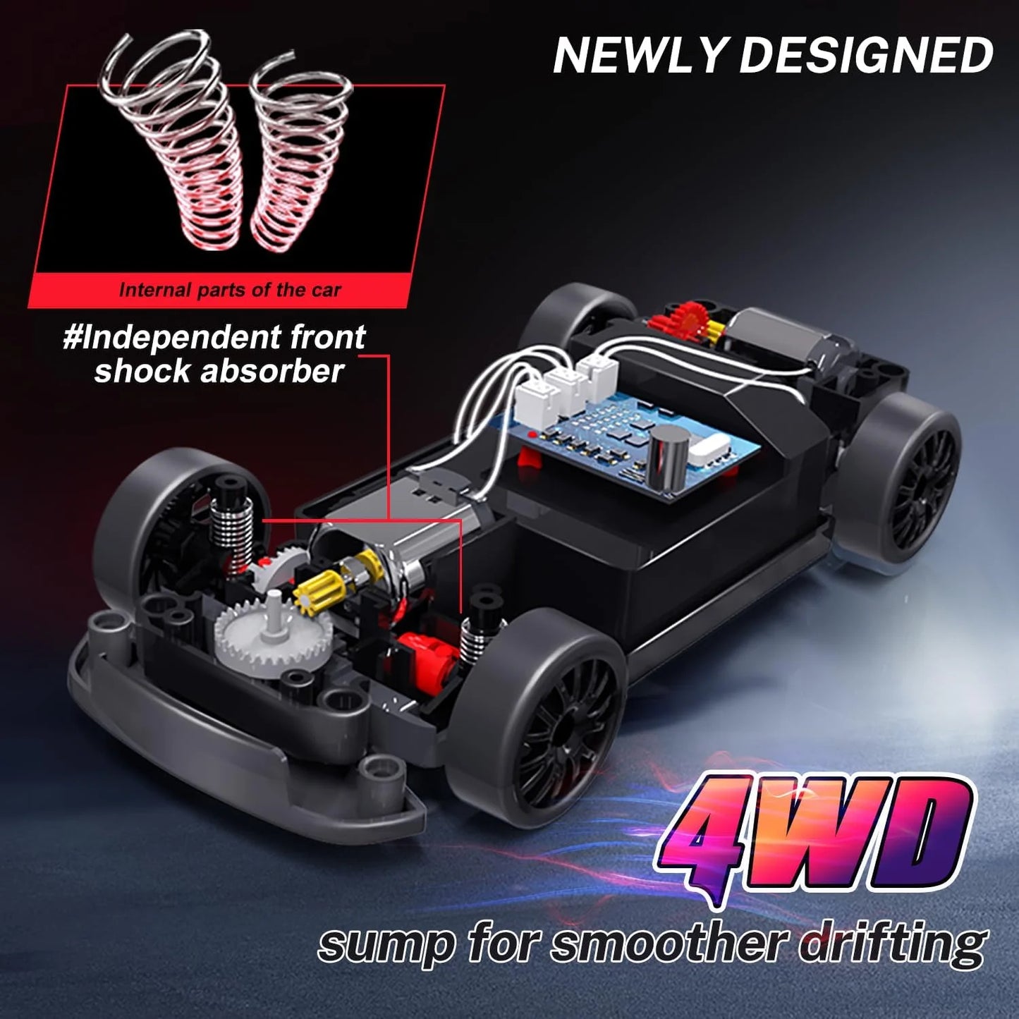 RC Drift Car 1:24 Remote Control Car for Kid 20KM/H 4WD High Speed RC Car with LED Lights Extra Drifting Tires Vehicle for Adult