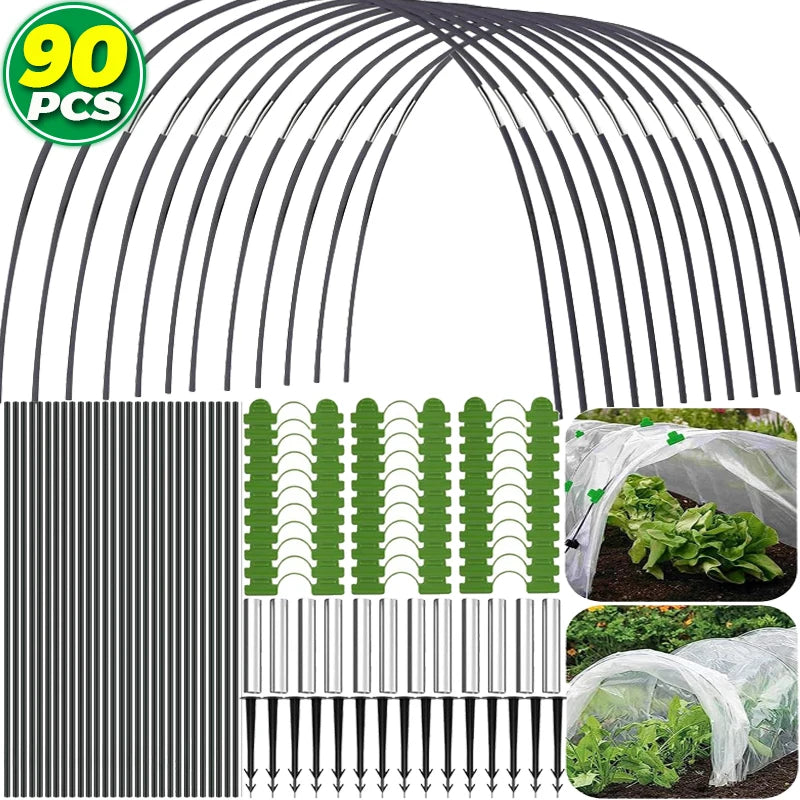 Garden Hoops Kits for Netting Tunnel Garden Hoops Greenhouse Frame Flexible Tunnel Arch Crop Protection Hoops for Raised Beds