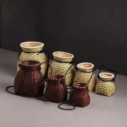 Bamboo Woven Basket Tea Picking, Fishing, and Storage Basket | Decorative Prop for Dance Performances & Children's