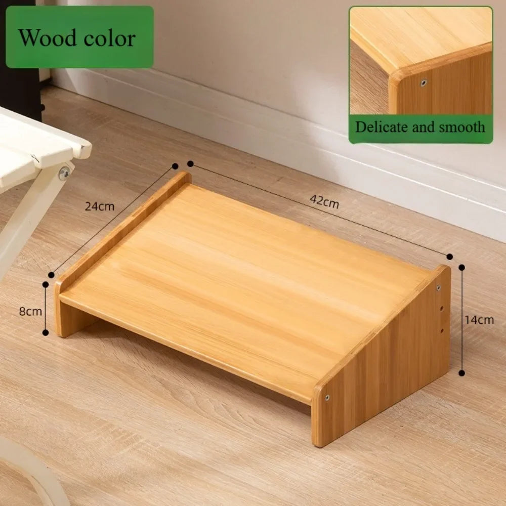 Office Footstool Bathroom Footstool Bamboo Product Sloping Small and Flexible Large Stool Adjustable Foot Pedal Under The Table