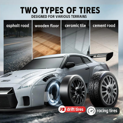 RC Drift Car 1:24 Remote Control Car for Kid 20KM/H 4WD High Speed RC Car with LED Lights Extra Drifting Tires Vehicle for Adult