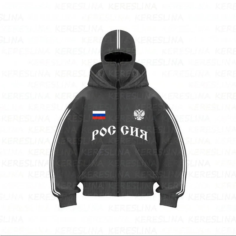 New cross-border trendy brand double hat design letter hooded sweatshirt for autumn and winter, suitable for both men and women,