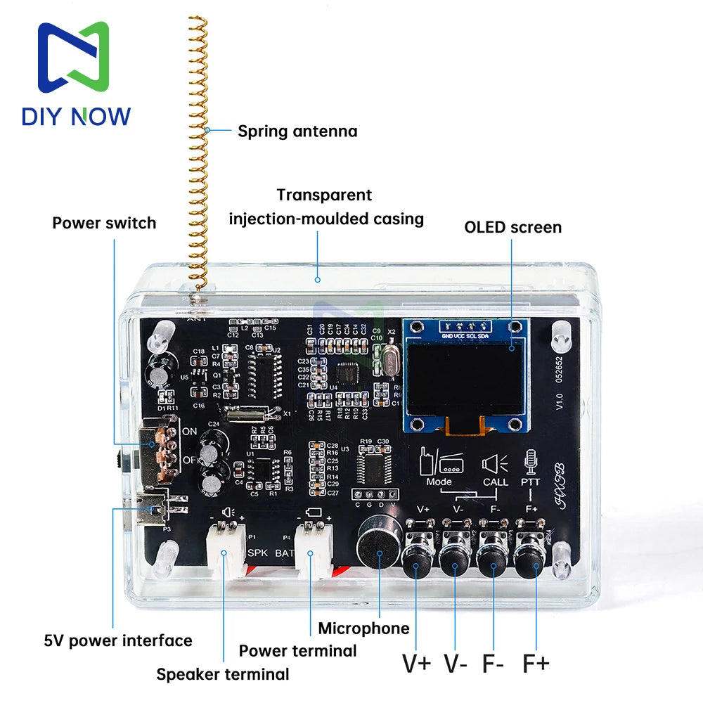 Electronics Kit  FM Radio DIY Kit Smart Wireless Walkie-Talkie Radio Electronics Assembly and Soldering Practice DIY Kit