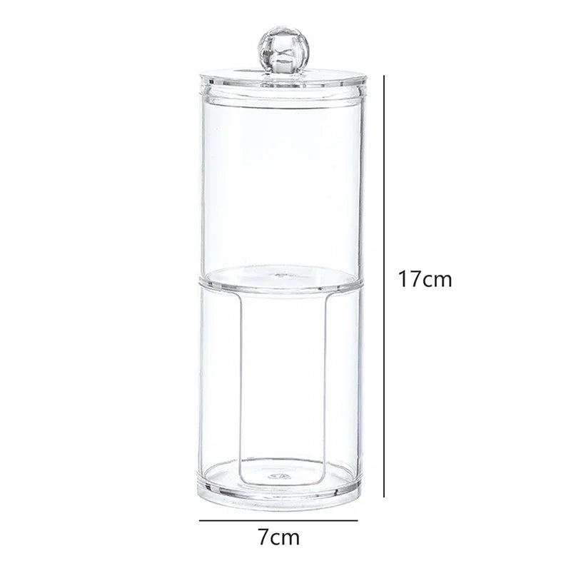 Acrylic Makeup Organizer Cotton Swabs Containerwith Bamboo Lid Cosmetic Transparent Box Cotton Pad Organizer Jewelry Storage Box