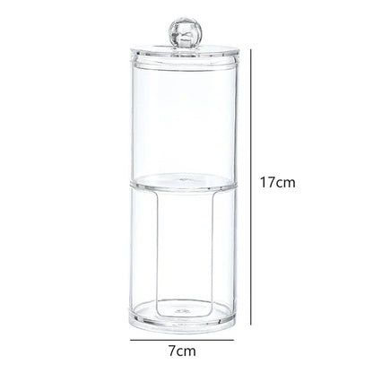 Acrylic Makeup Organizer Cotton Swabs Containerwith Bamboo Lid Cosmetic Transparent Box Cotton Pad Organizer Jewelry Storage Box