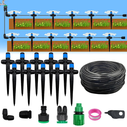 1/4" Drip Irrigation System Kit-Adjustable Flow, Sprayer with Lock Barbed Automatic Watering, for Garden, Farm, Bonsai, Flowers