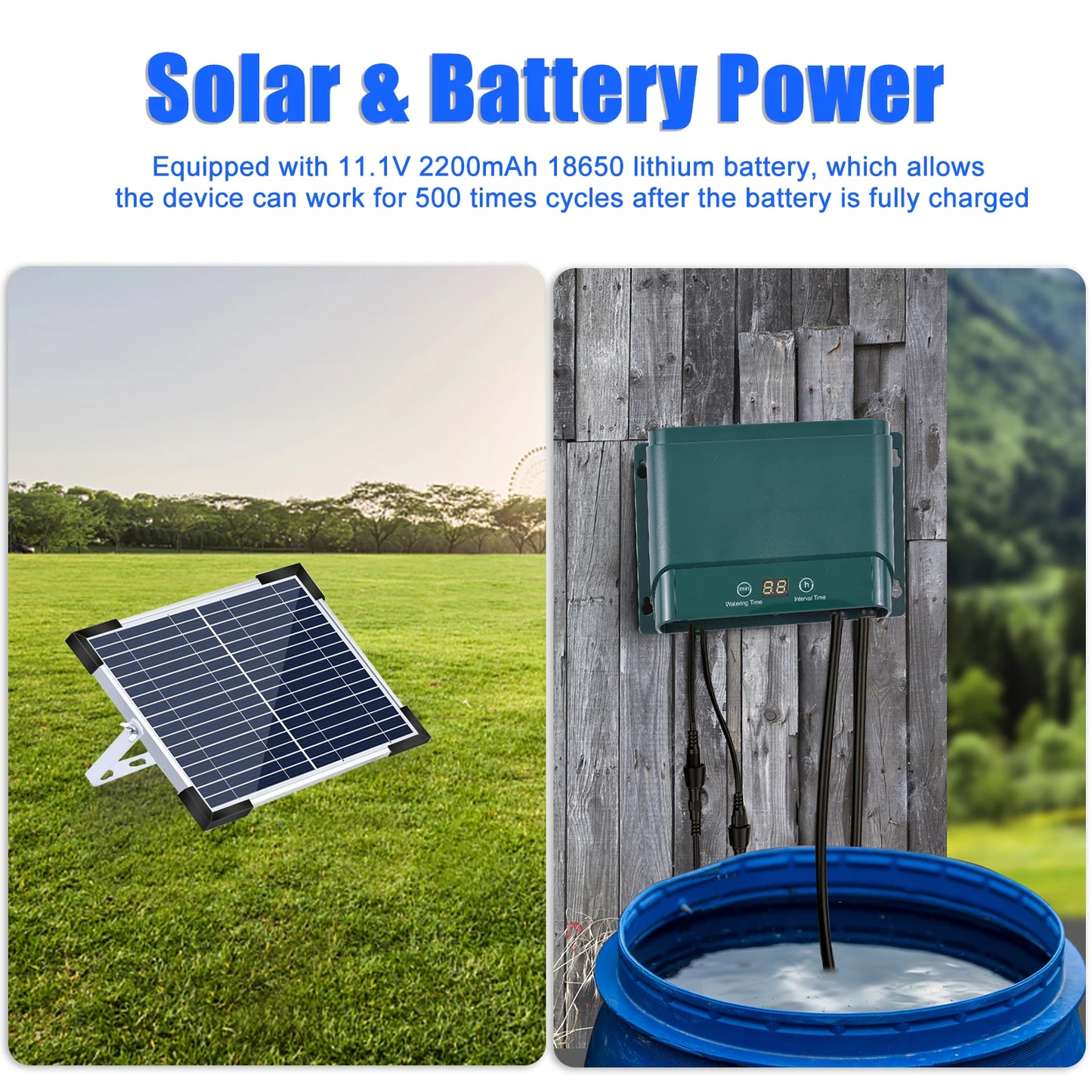 Solar Automatic Drip Irrigation Kit 30 Watering Modes 7 Timing Modes 32.8FT Automatic Watering Irrigation System for 50 Plants