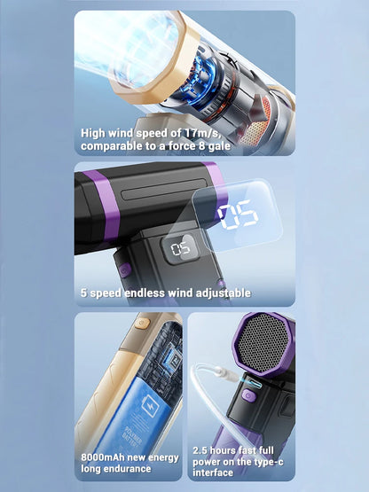 Powerful Air Blower 450000RPM Mini Turbo Jet Fan High Speed Turbo Violent Fan Brushless Motor Handheld Duct Fan PC Cleaning Tool