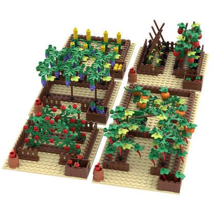 MOC Farm Bricks Vegetable Garden Pumpkin Grape Farm Crop Plant Orchard Builing Blocks Micro Landscape Rose Flower Kids Gifts Toy