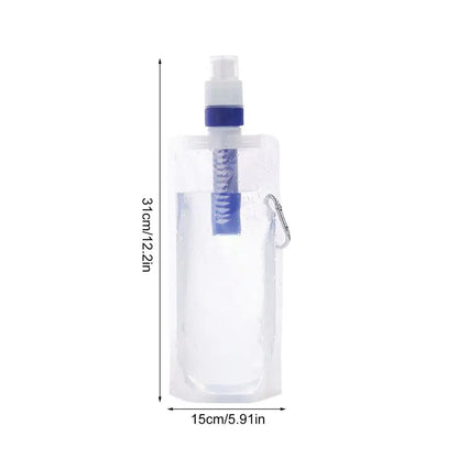 1000ml Foldable Water Bottle With Filter Water Purifier Bottle Water Bottle Filter Container Reusable Outdoor Filtered Water Bag