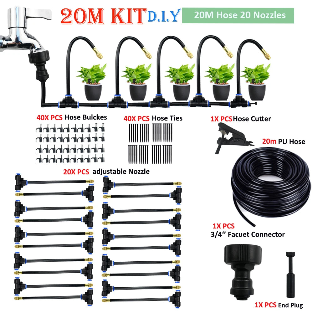 DIY 5-20M Free Bending Universal Spray Kit for Backyard Garden Irrigation Sprinkler Dust Removal Misting Cooling Humidification