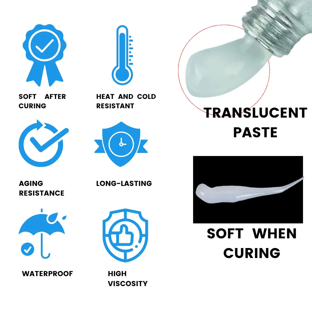 Silicone Rubber Sealant Waterproof Adhesive for Bonding Silicone/ Plastic/ Metal /Glass, Good for Household Appliances Sealant