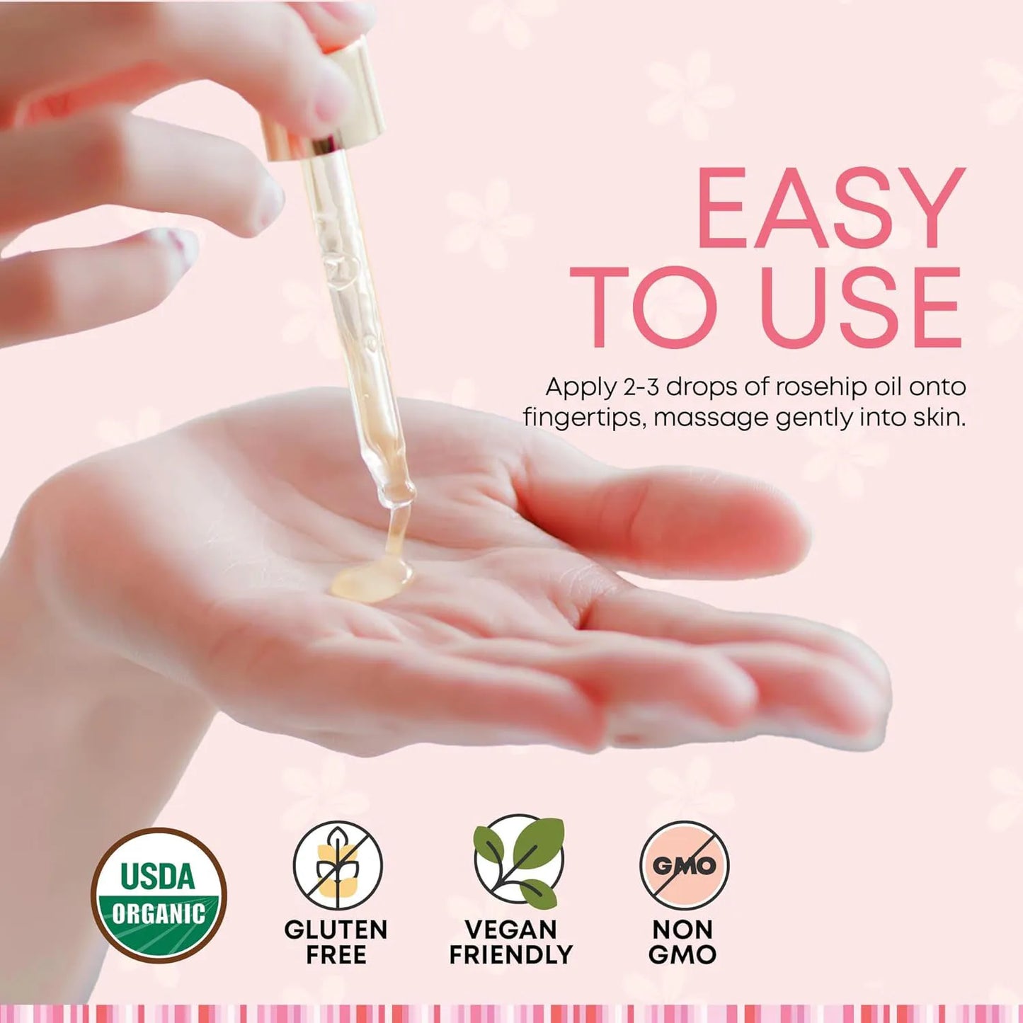 Organic Rosehip Oil Antioxidant Improve Fine Lines Wrinkles Firming Lifting Repair Moisturizer Nourish Smooth Hair Skin Care Oil