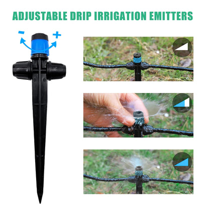1/4" Drip Irrigation System Kit-Adjustable Flow, Sprayer with Lock Barbed Automatic Watering, for Garden, Farm, Bonsai, Flowers