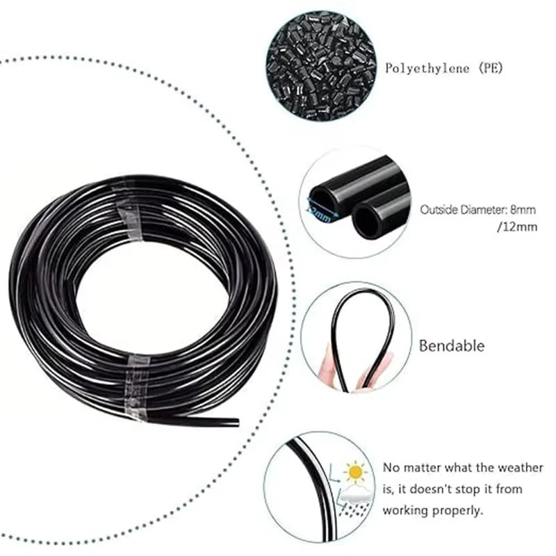 20M-5M DIY Universal Sprayer Kit 360° Curved Garden Automatic Irrigation System for Garden Plant Fogging Watering Irrigation New