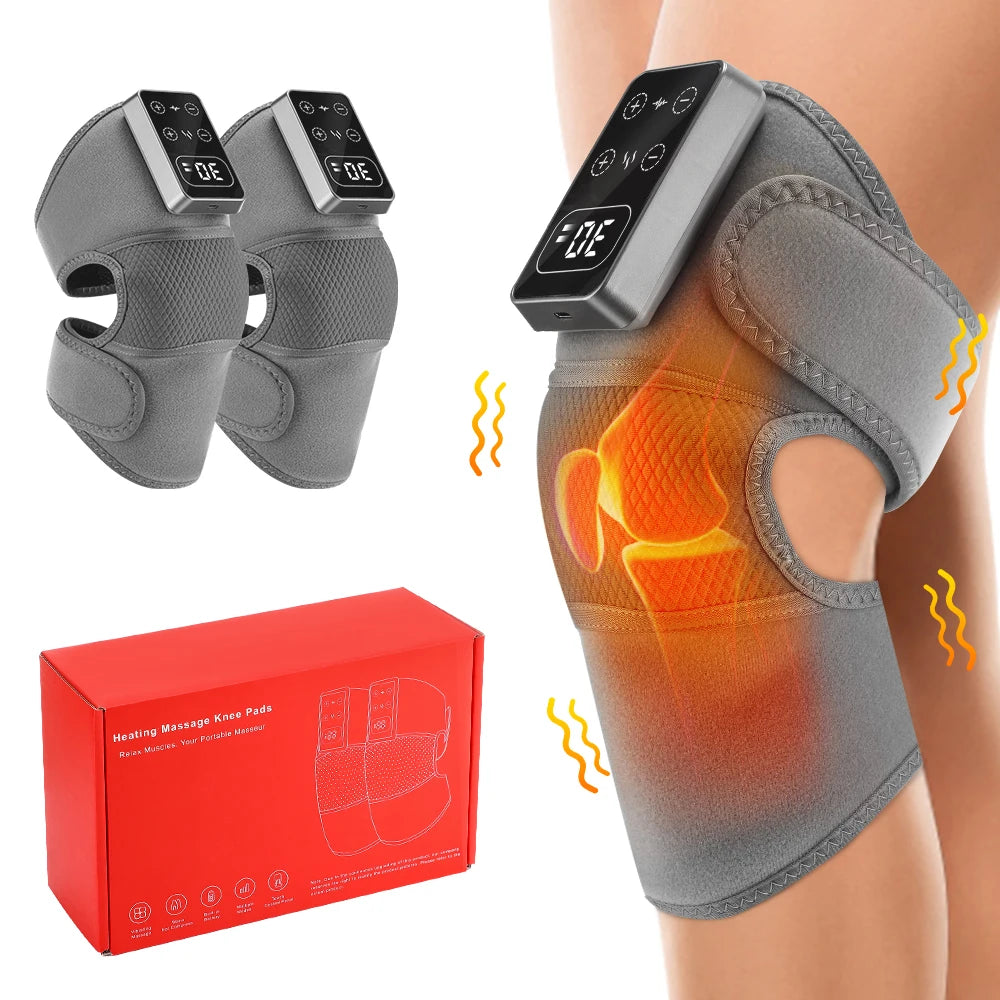 Electric Knee Pad Massager 3 Vibration 5 Levels Cordless Thermal Hot Compress Knee Support Brace Knee Leg Muscle Protection