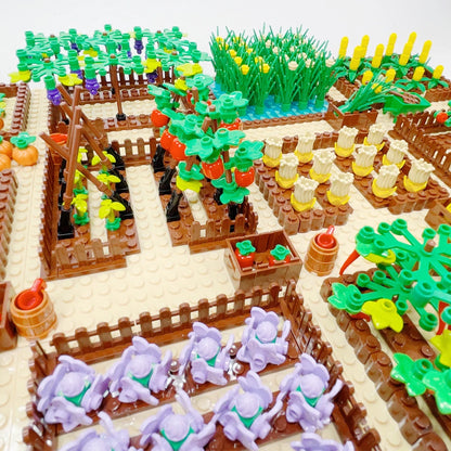 MOC Farm Bricks Vegetable Garden Pumpkin Grape Farm Crop Plant Orchard Builing Blocks Micro Landscape Rose Flower Kids Gifts Toy