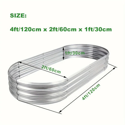 [Galvanized Raised Garden Bed] 1-Pack Land Guard Galvanized Raised Garden Bed Kit - Oval Large Metal Planter Garden Boxes for