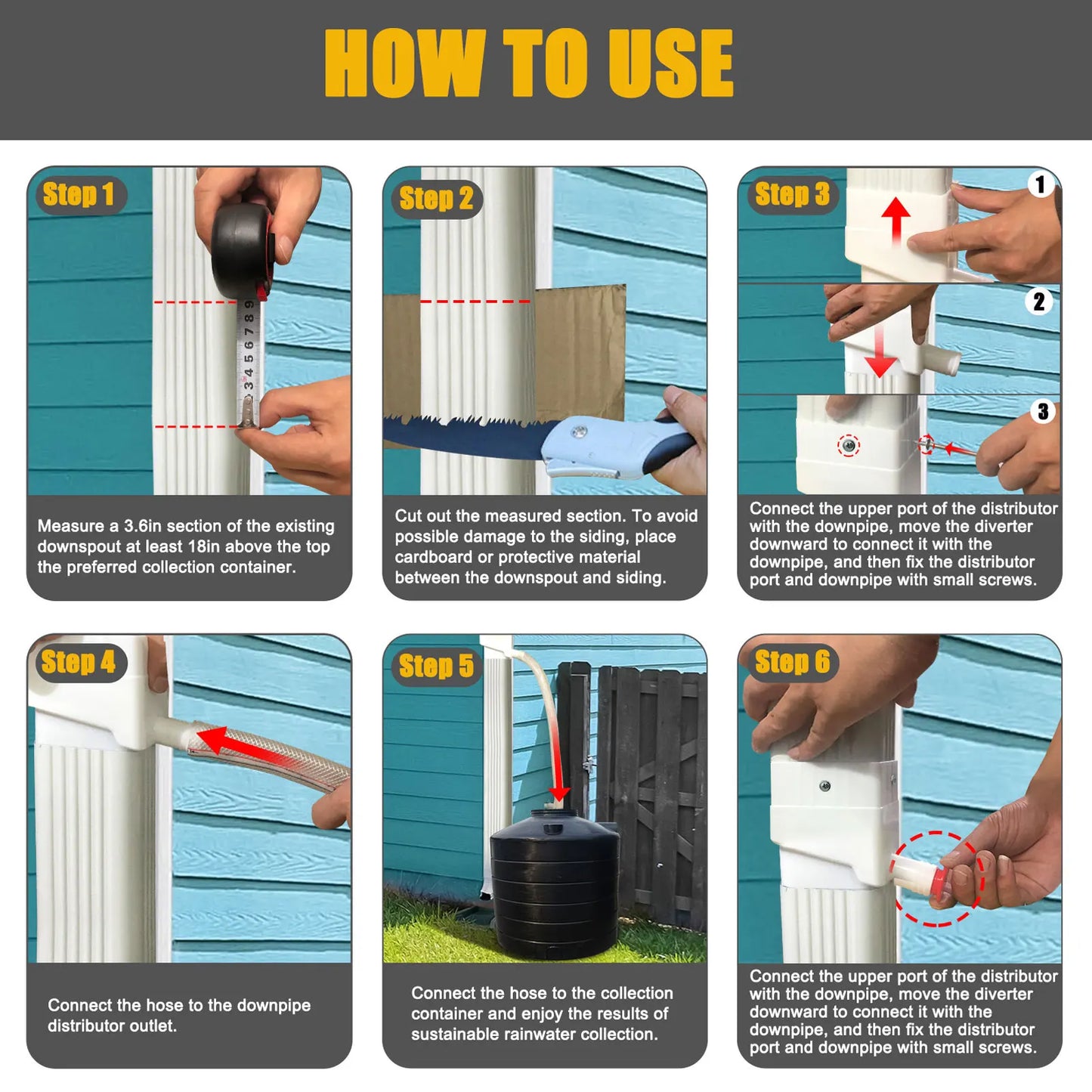 Rainwater Collection System Professional UV Resistant Downspout Diverter Kit for Outdoor Garden Lawn Rain Water Diverter Kit