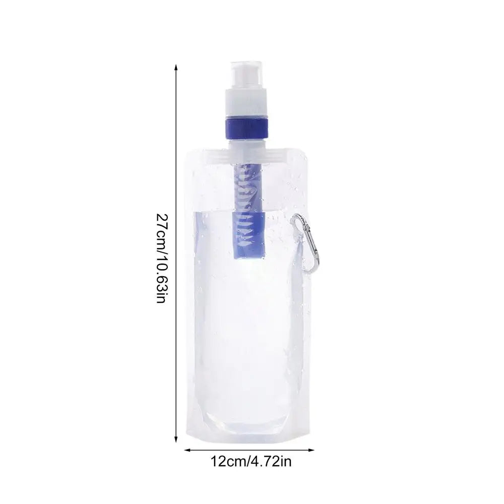 1000ml Foldable Water Bottle With Filter Water Purifier Bottle Water Bottle Filter Container Reusable Outdoor Filtered Water Bag