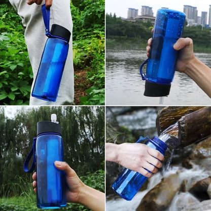 Water Purifier Bottle Water Kettles with Filter Survival Emergency Outdoor Camping Sports Water Filter Filtration