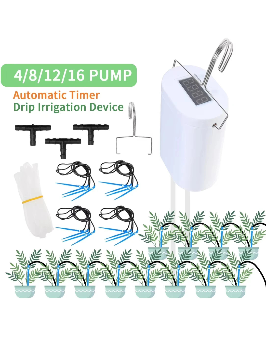 4/8/16 Head Self-Watering Kits Intelligent Drip Irrigation Automatic Watering System Kits Plant Watering Spike Device Water Drip