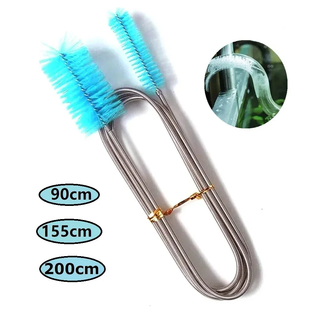Aquarium Accessories Tank Cleaner Water Filter Flexible Double Ended Hose 90/155/200cm Pipe Cleaning Brush Nylon Air Tube
