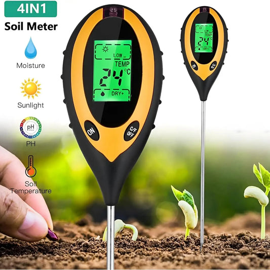 4-in-1 Plant Soil Tester Kit with pH Light Moisture Acidity Meter for Flowers - Comprehensive Garden Care Tool