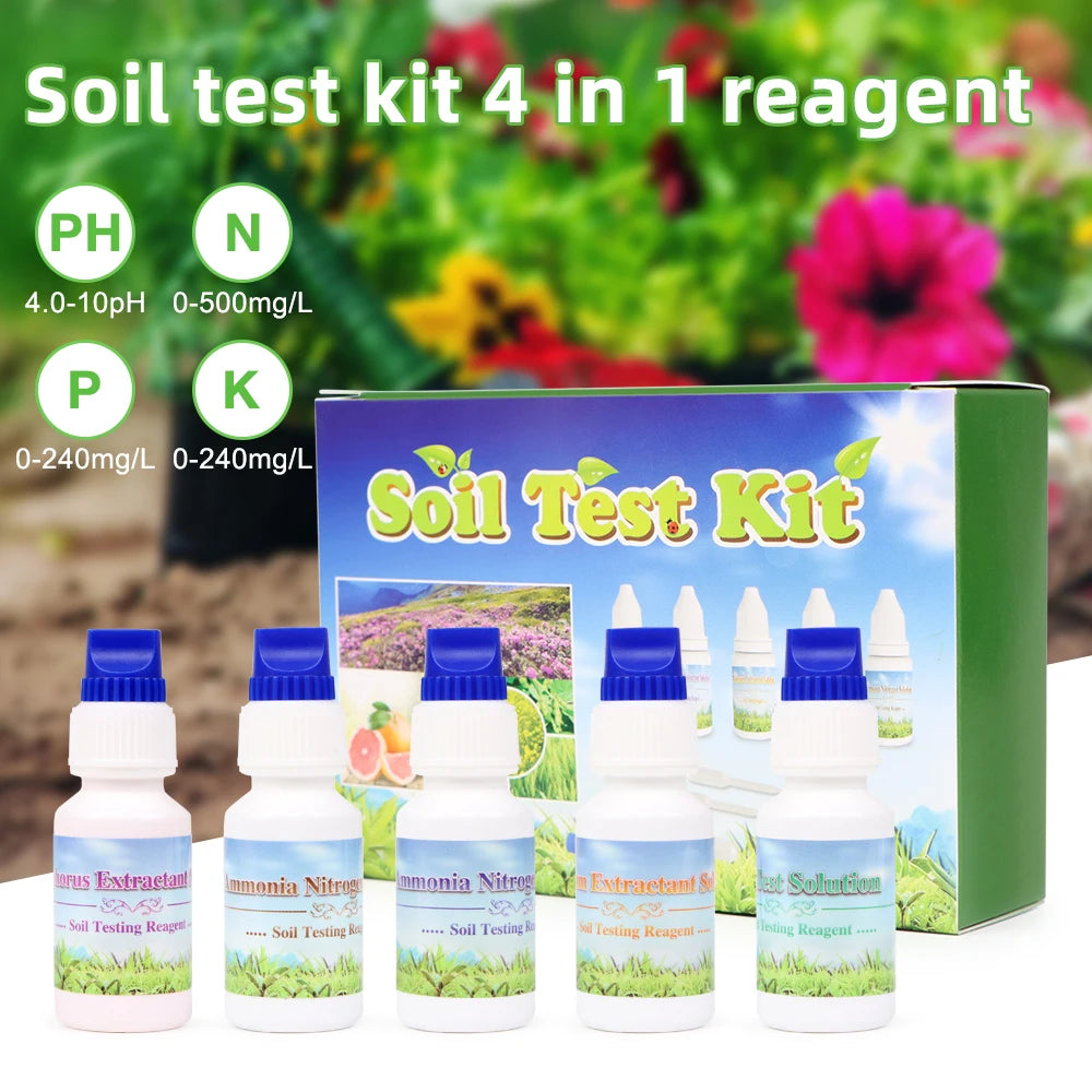 Soil Test Kit PH Ammonia Nitrogen Phosphorus Potassium Reagent Solution NPK Fertility Detection For Garden Farm Agriculture