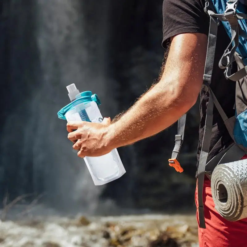 1000ml Foldable Water Bottle With Filter Water Purifier Bottle Water Bottle Filter Container Reusable Outdoor Filtered Water Bag