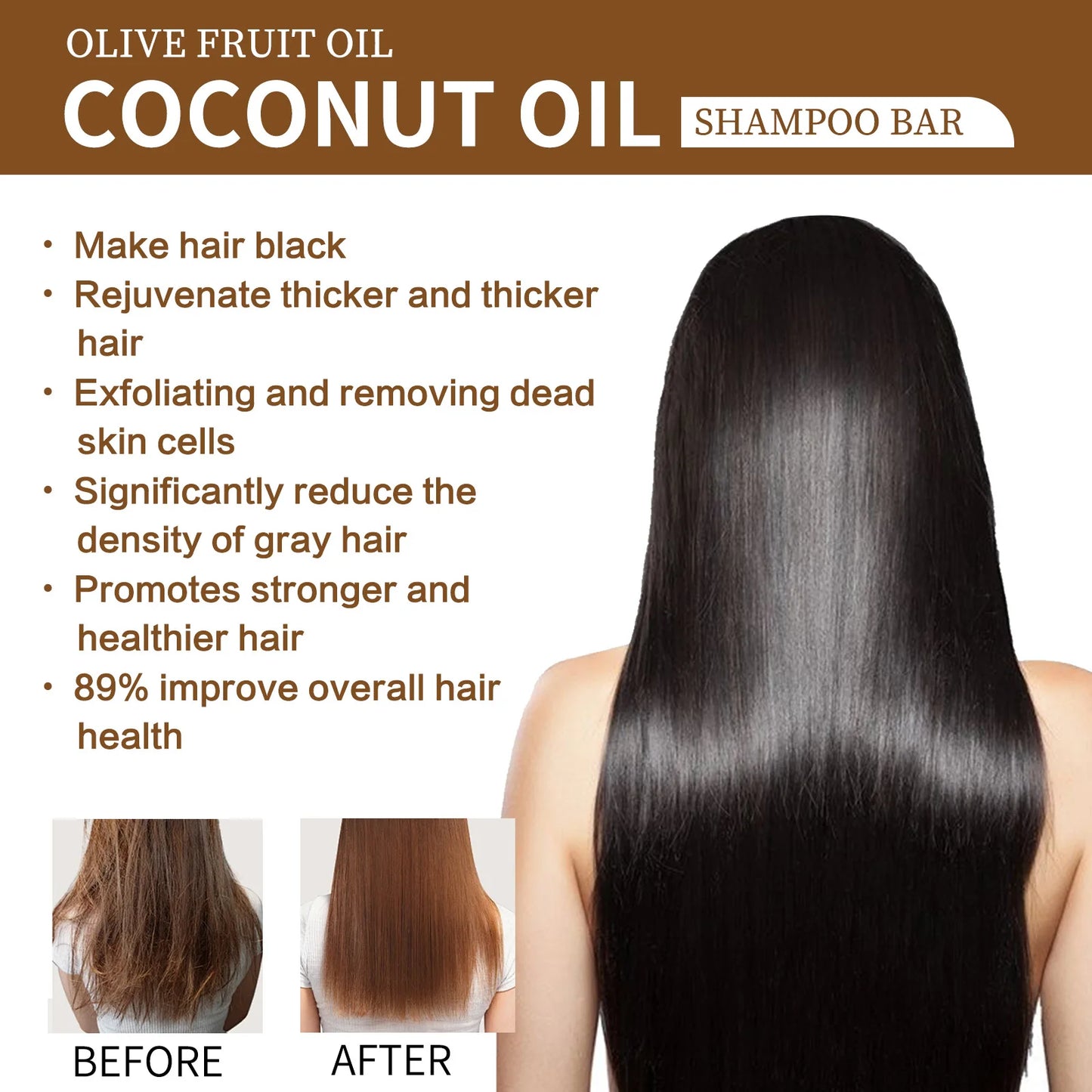 Organic Natural Coconut Oil Shampoo Soap Solid Handmade Nourishes Hair Anti Frizz Natural Hair Darkening Strengthening Hair Care