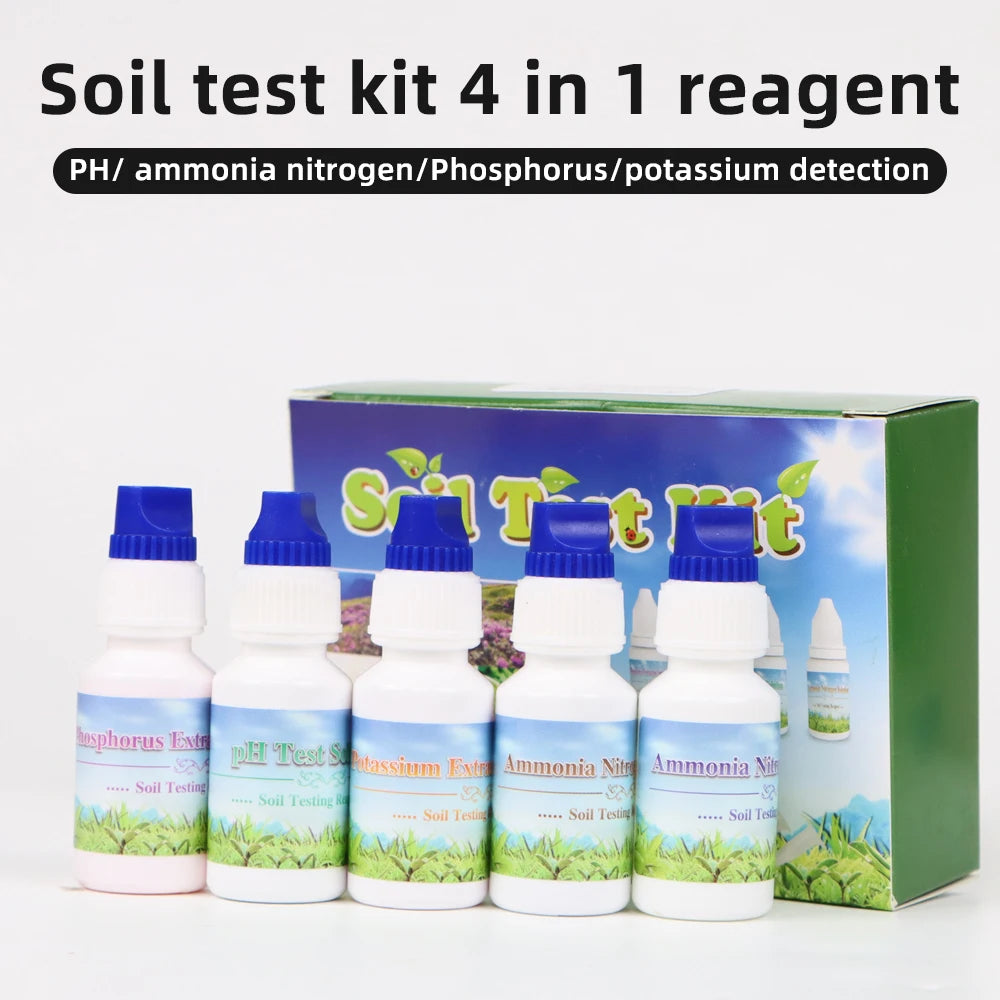 Planting Soil Test Kit 4 in 1 Soil PH N P K Detector Soil Reagent Box Ammonia Nitrogen Phosphorus Potassium Tester  for Garden