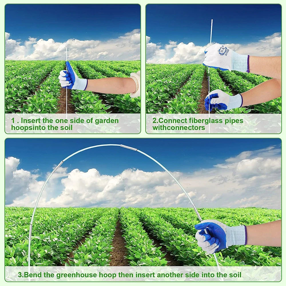 Greenhouse Hoops,Garden Hoops for Raised Bed,Super Bendable Fiberglass Support Hoops Frame, Small Garden Tunnel Hoops